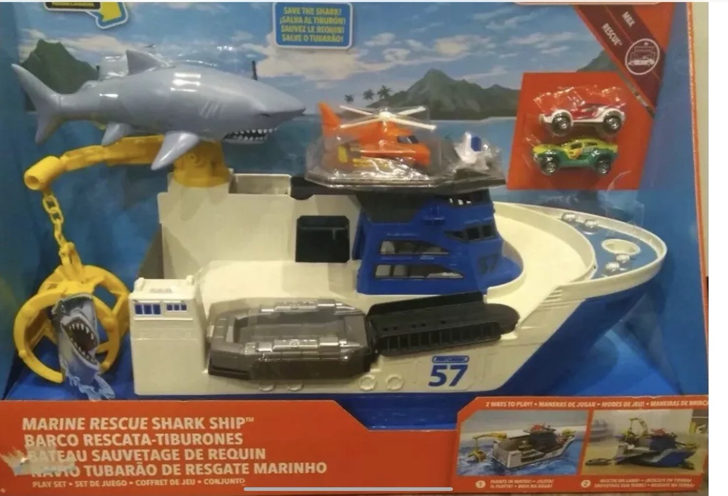 Matchbox Mission Marine Rescue Shark Ship New