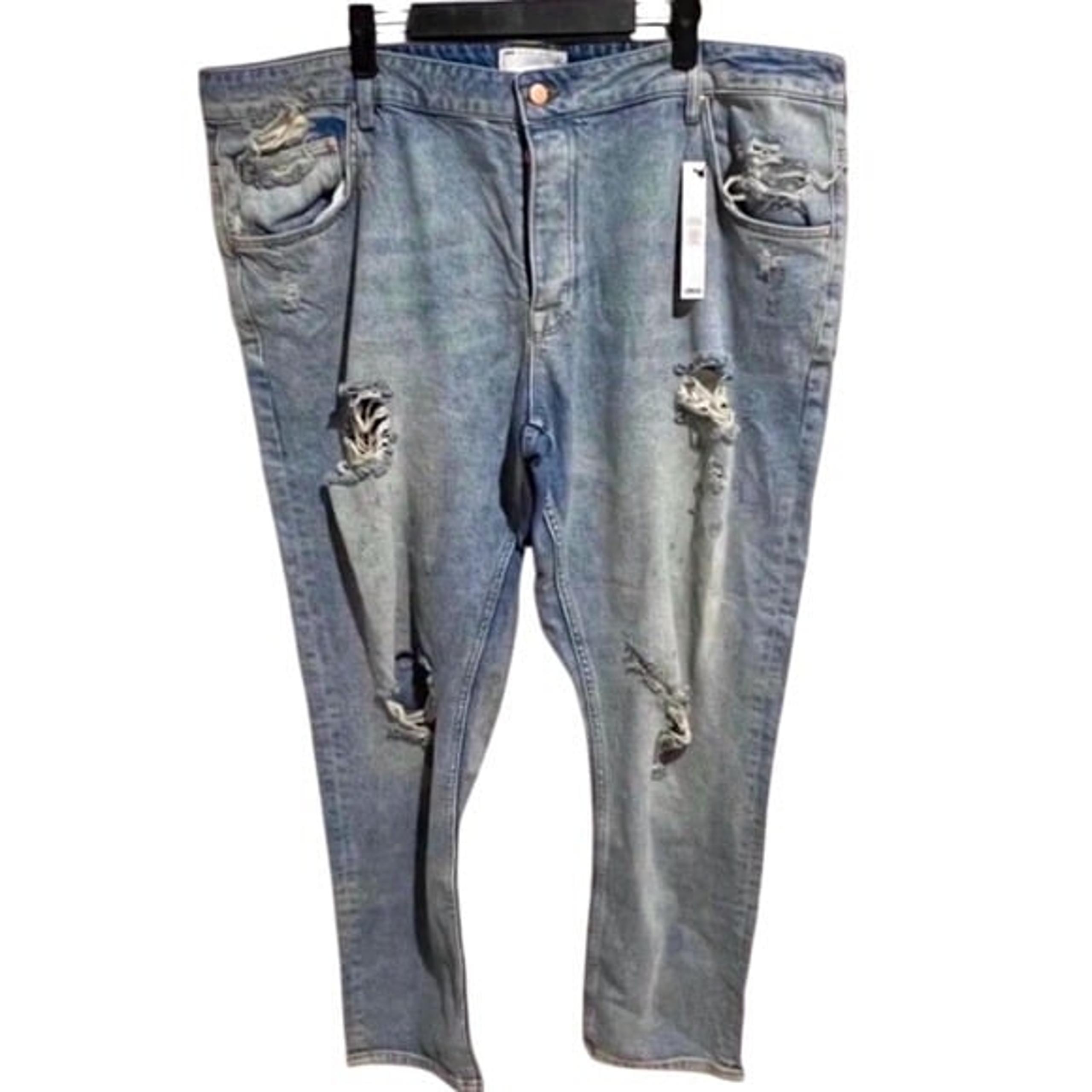 ASOS Curve Distressed Light Wash Mid-Rise Plus Size Skinny Jeans Waist 44