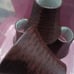 Vintage 5 Dark Brown Faux Vinyl Covered Small Lamp Shades 6x6 Chandelier condit