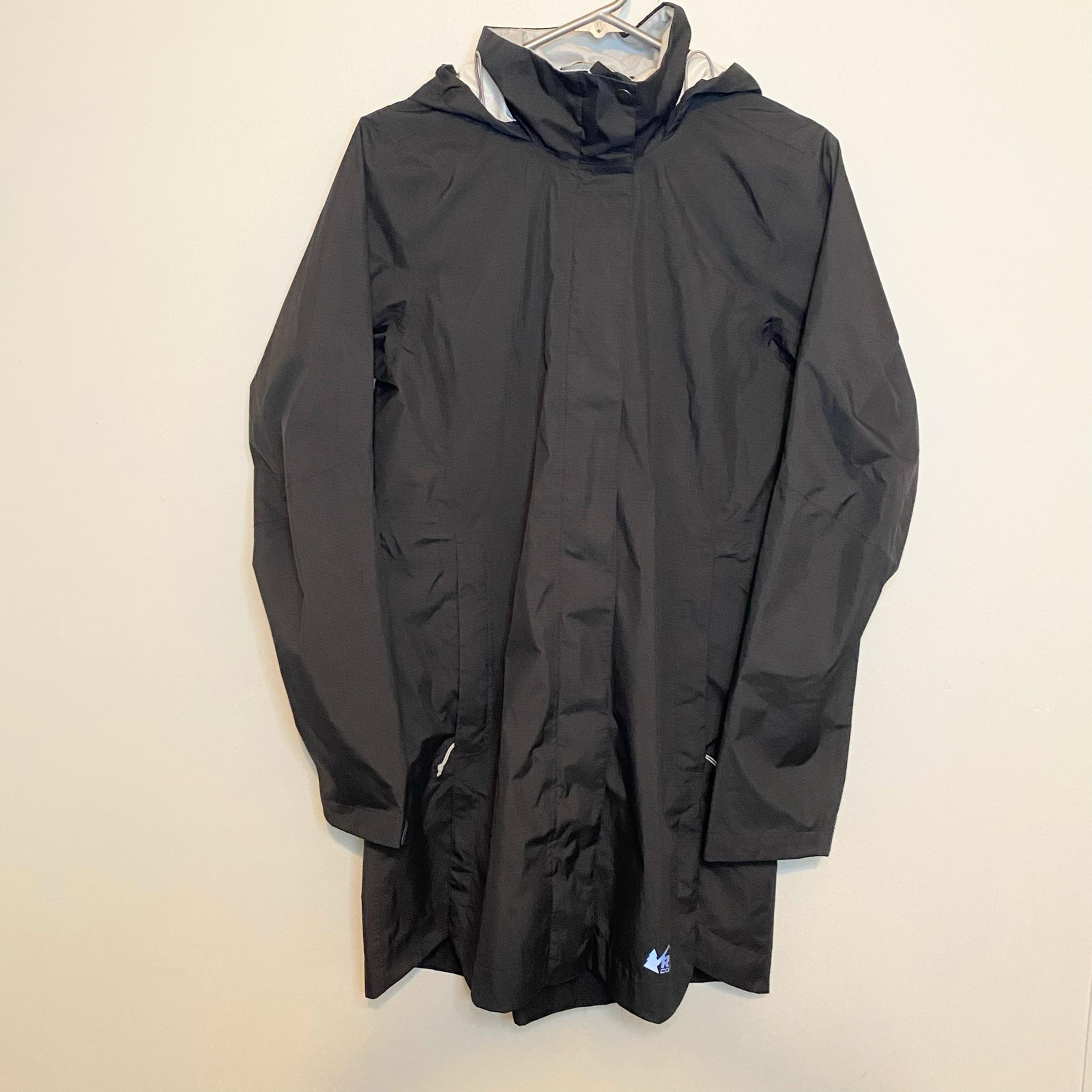 REI CO-OP Black Rainier Long Line Rain Jacket - Women's Sz S