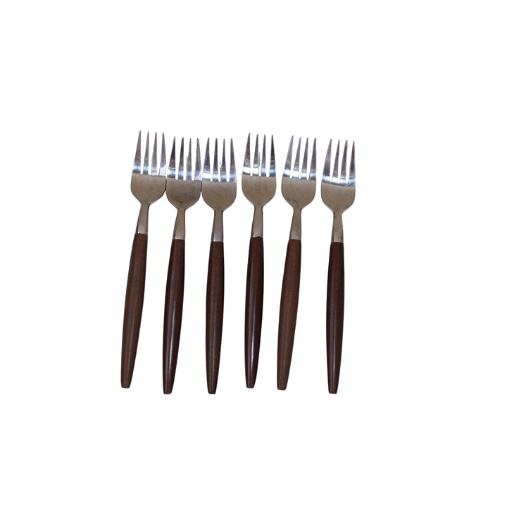 6 American Tempo Salad Forks 92465 Canoe Muffin Vintage