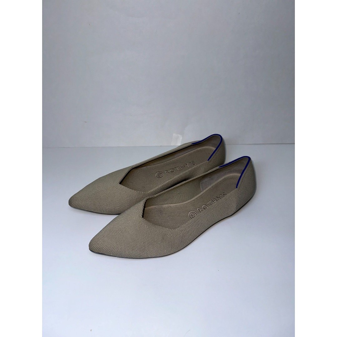 ROTHY’S The Point Flax Birdseye Flat Shoes Gray