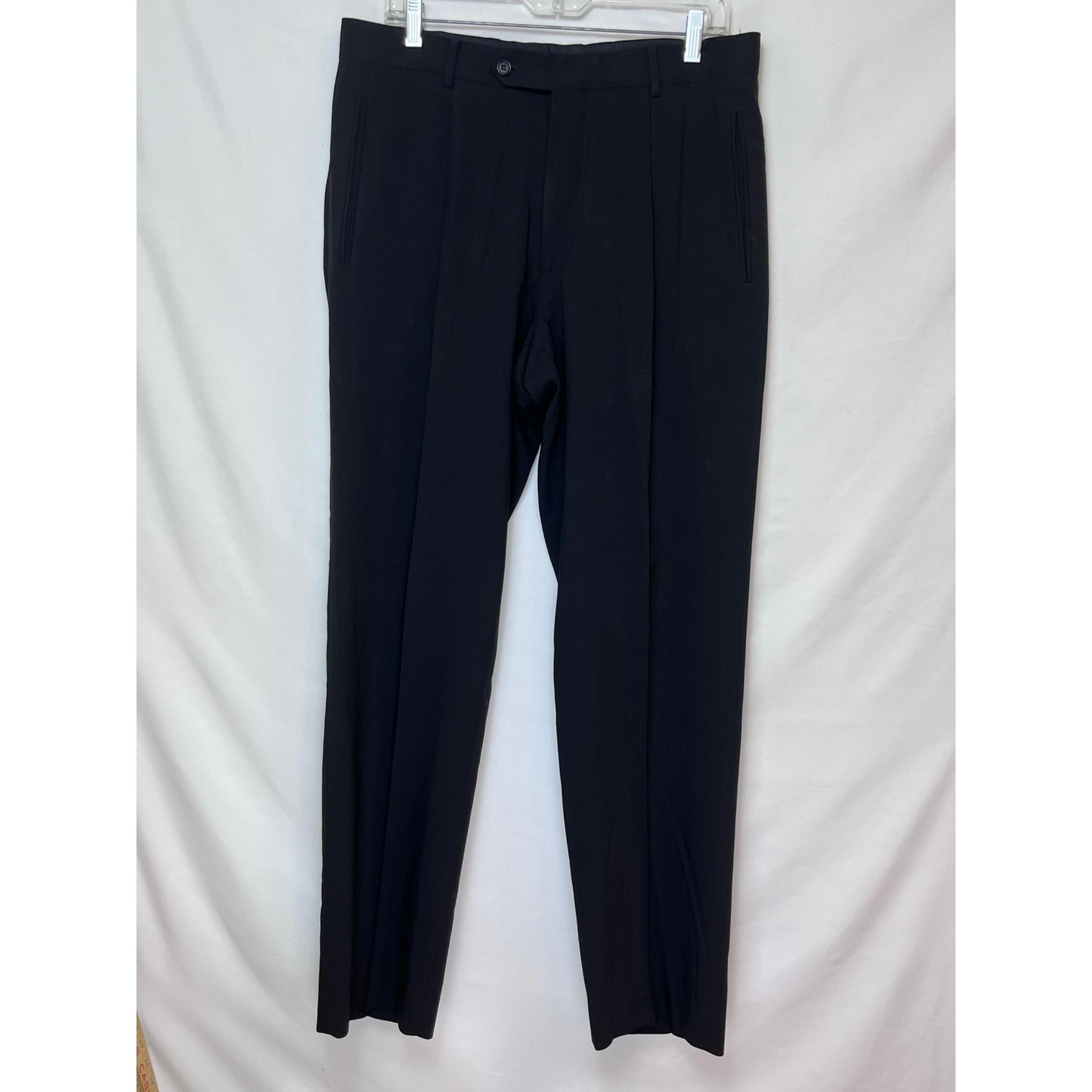Hugo Boss Men's Black Wool Dress Pants Preppy Business Size 34 R