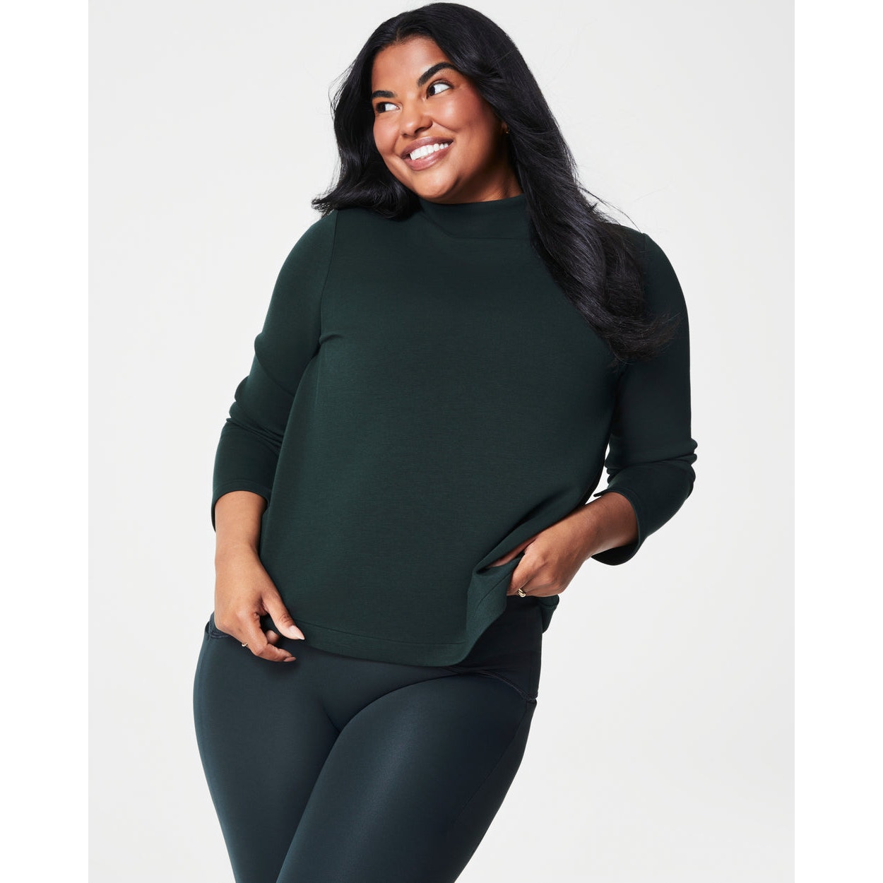 NWT Spanx SPANX AirEssentials Mock Neck Top in Essex Green size Medium 50761R