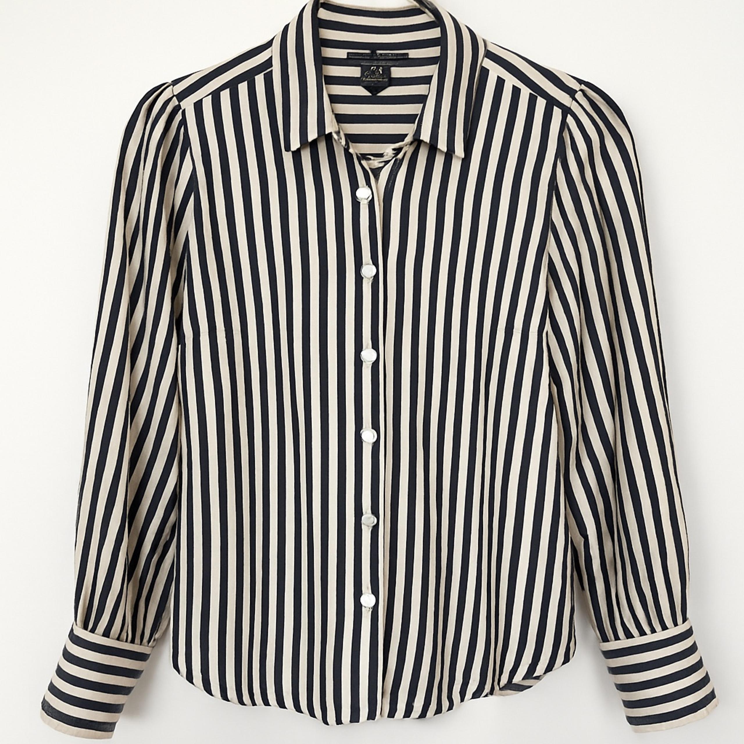 Ann Taylor Factory Striped Button-Down Blouse Women’s Medium Dress Shirt Top