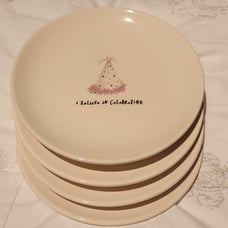Rae Dunn believe in celebrating plates*2018*RARE*NWT