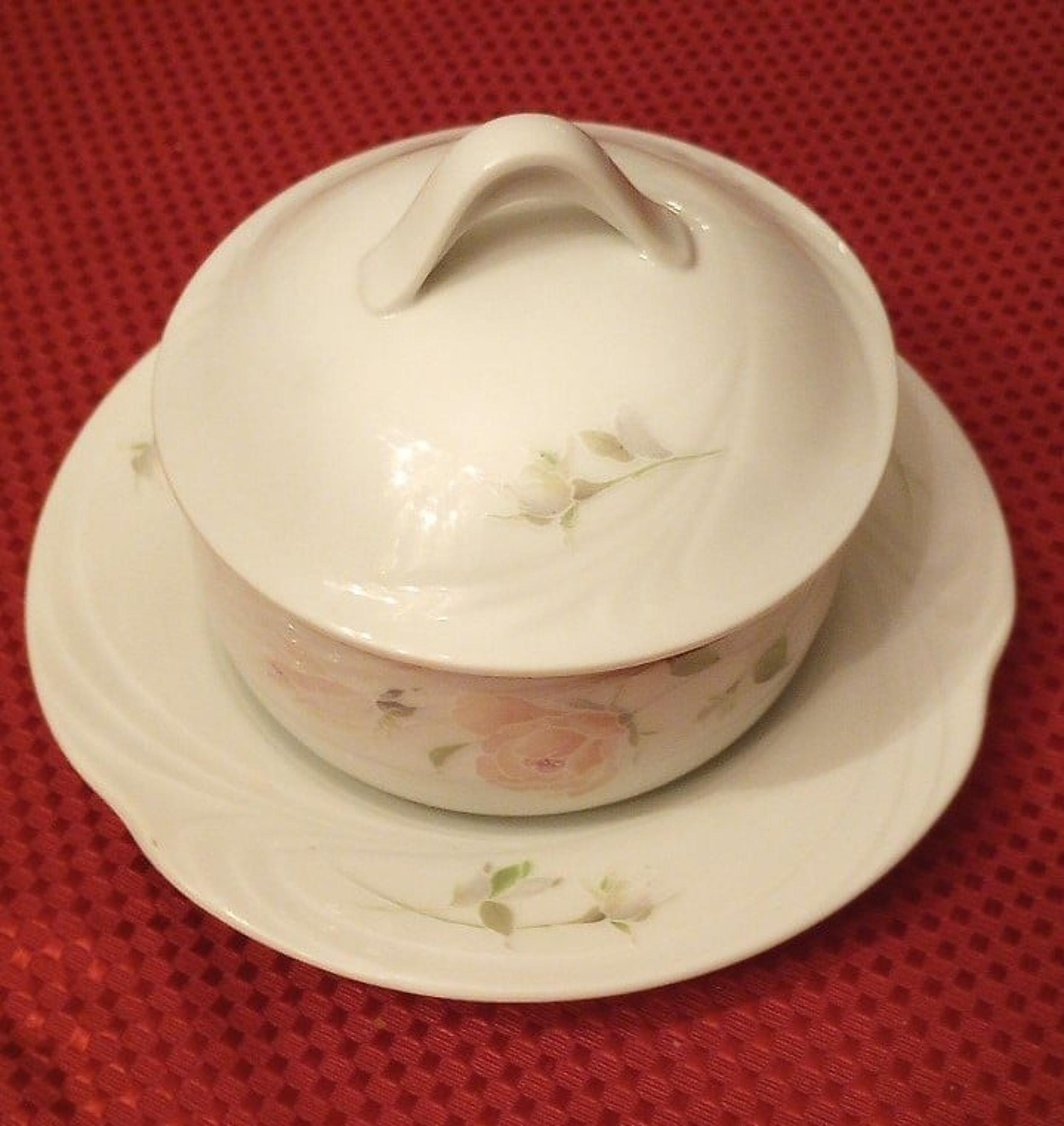 Sculpture Rose 1051 Sango, Butter Dish, Casserole, Gravy Bowl China Vintage Dish