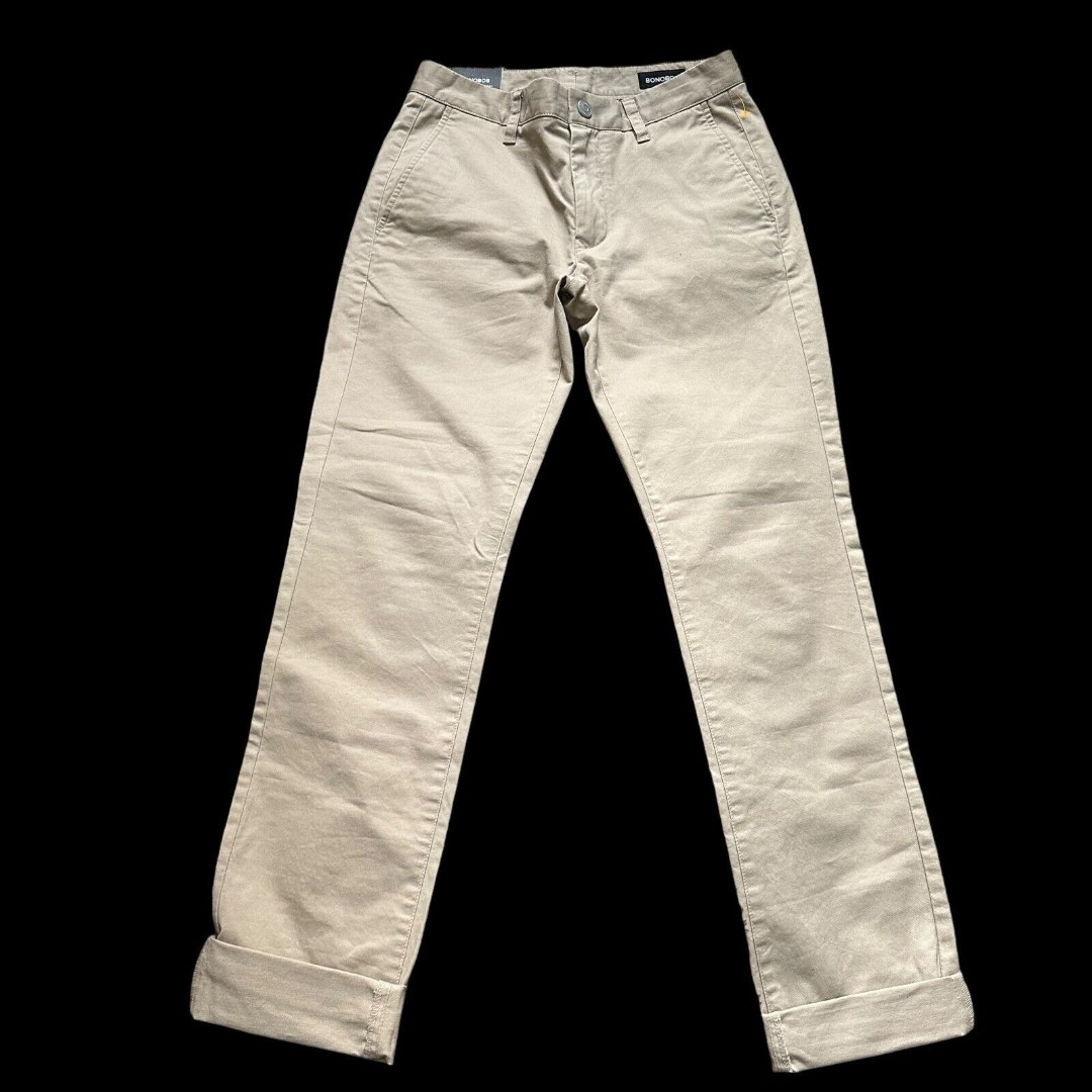 Bonobos Italian Stretch Chino Pants Men Size 28 Tan Normocore Preppy Causal NEW