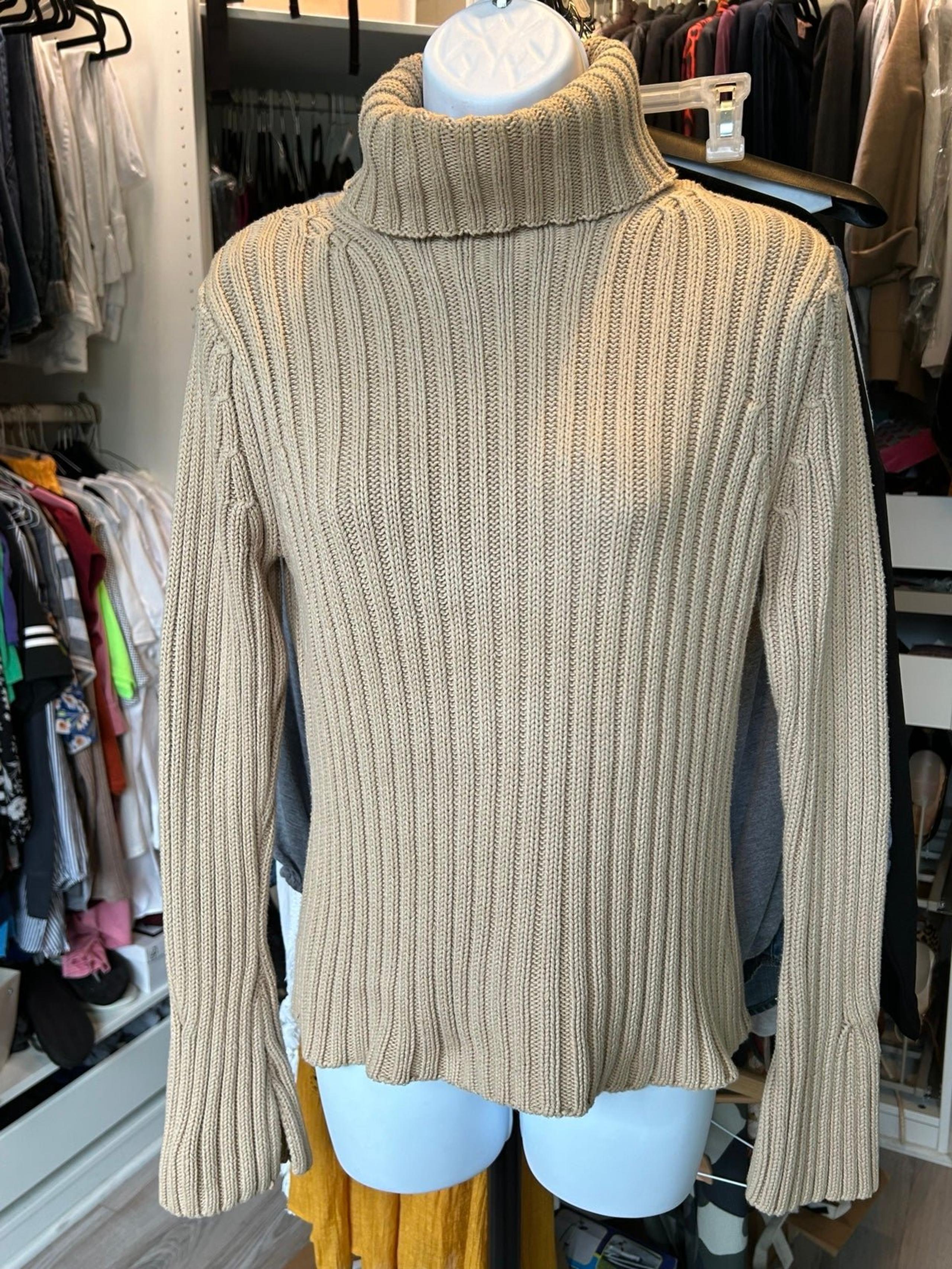 Cable knit sweater flare cuffs Taupe Medium