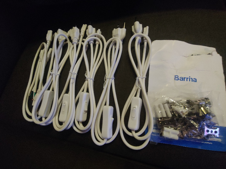 Barrina 5-Pack T5 T8 LED Tube Power Extension Cable with On/Off Switch, 3 Prong