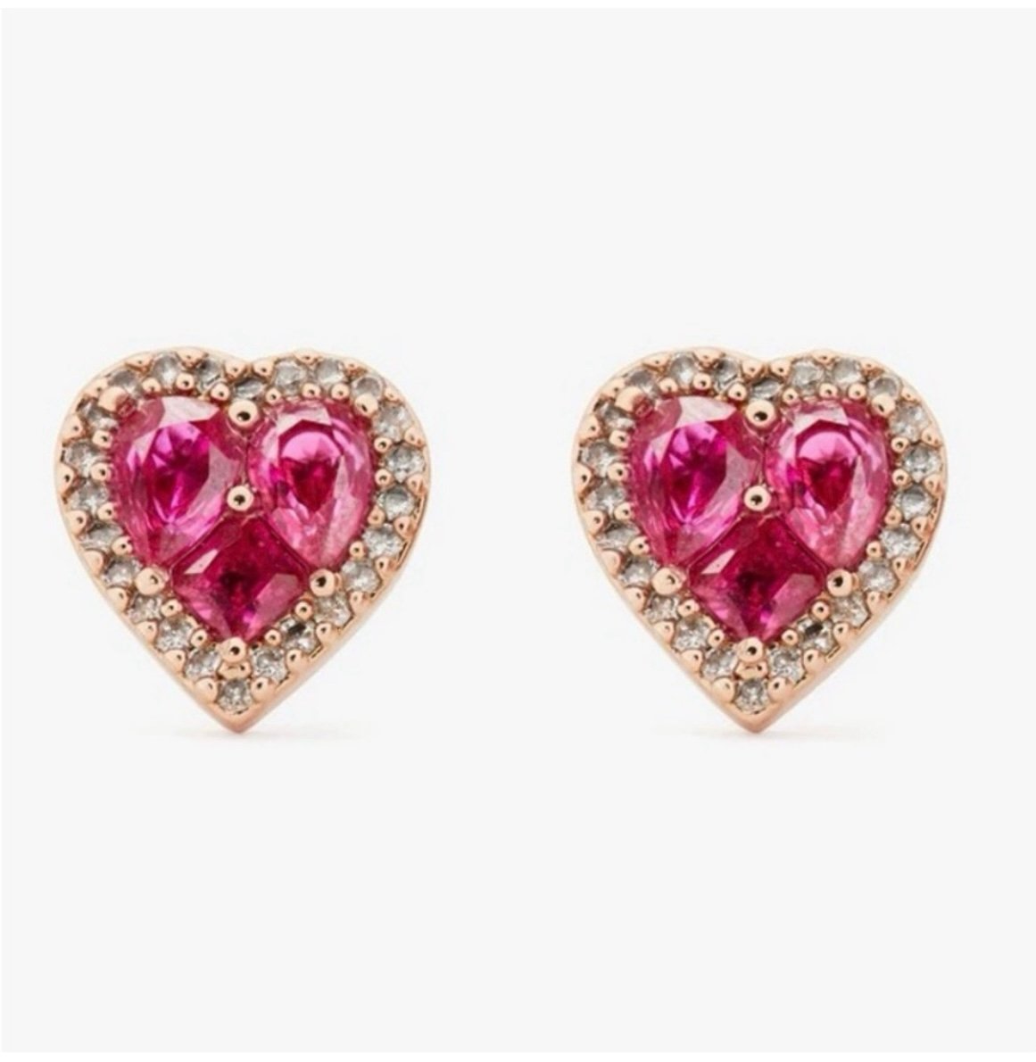 New Kate spade heart pot pink crystal ear studs earrings