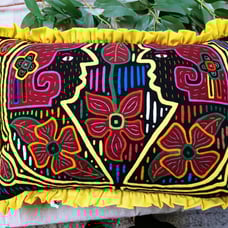 Embroidered handmade pillow cover molas boho rare