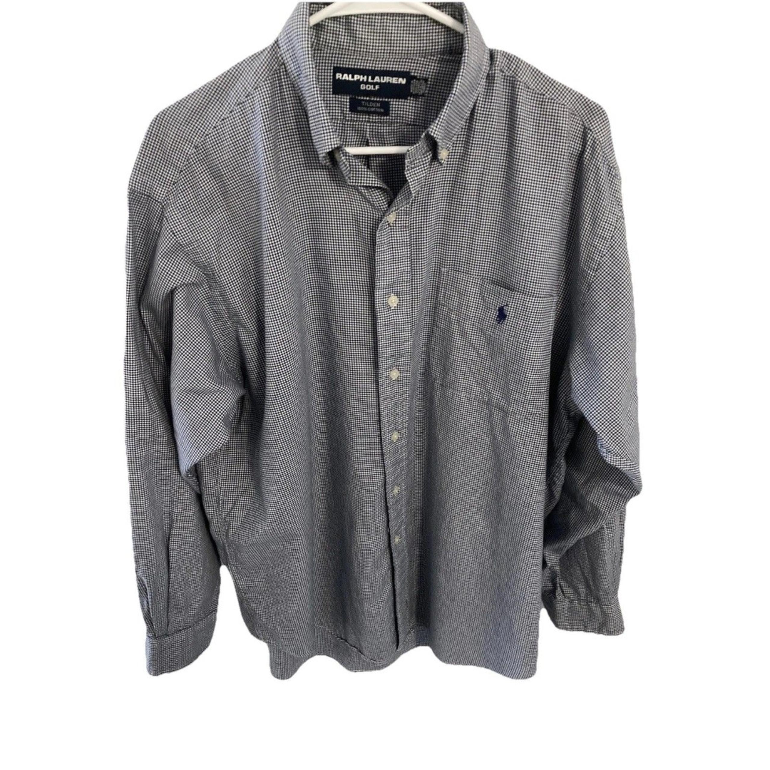Ralph Lauren Golf Shirt XXL Tilden 100% Cotton Gingham 32L X 27W Classic Preppy