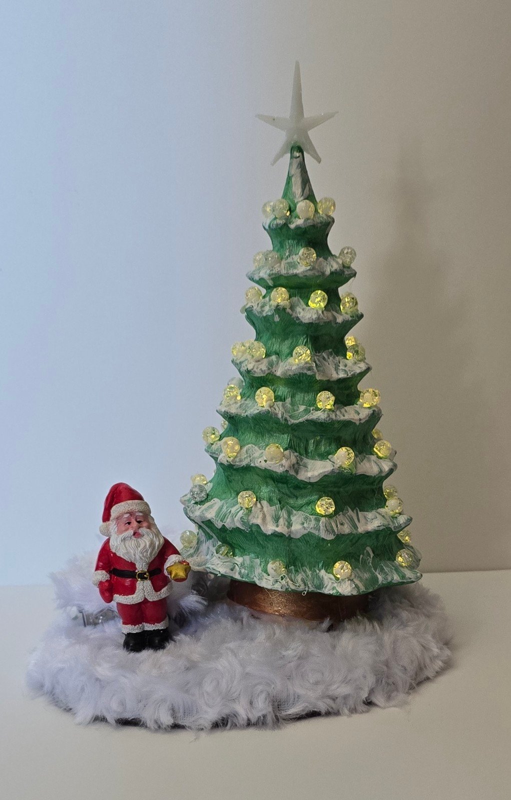 Ceramic Christmas tree handmade with white lights.