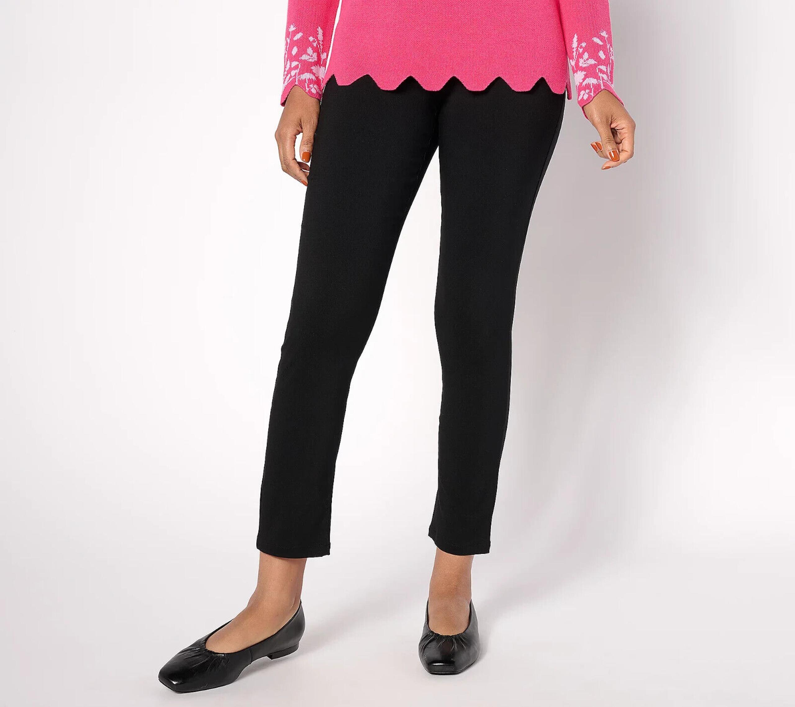 Susan Graver Regular Uptown Stretch Slim Leg Ankle Pants - Black (Sz 16) a659656