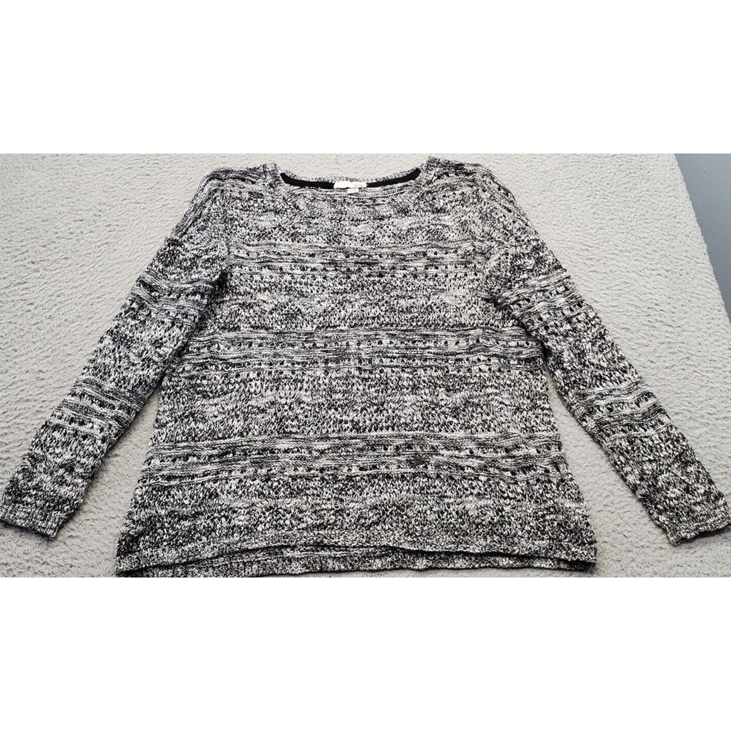 Garage Sweater Womens Medium Multi Knit Cotton Long Sleeve Crew Neck Pullover