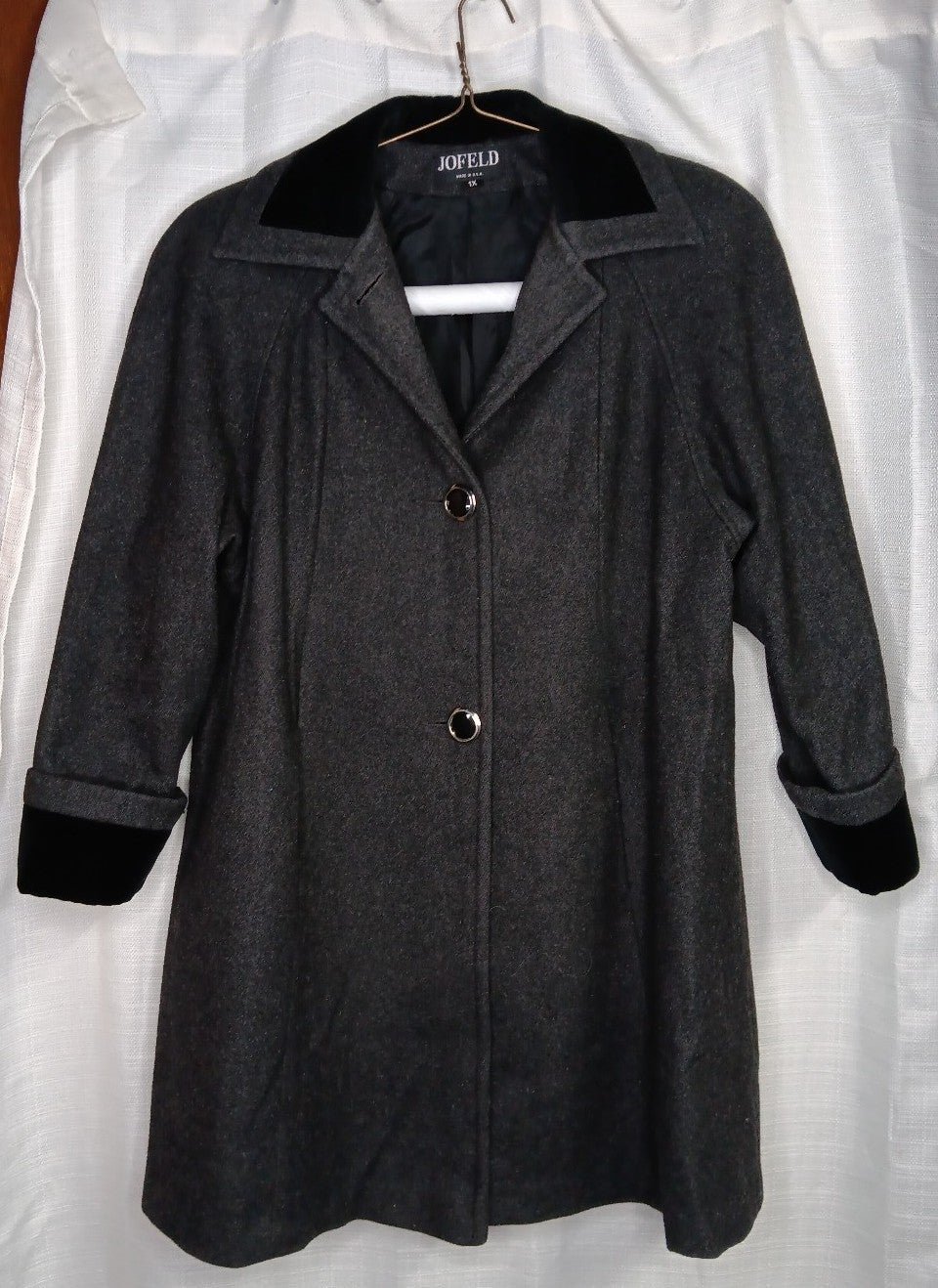Vtg Jofeld Swing Coat Woman 1X Button USA Outdoors **