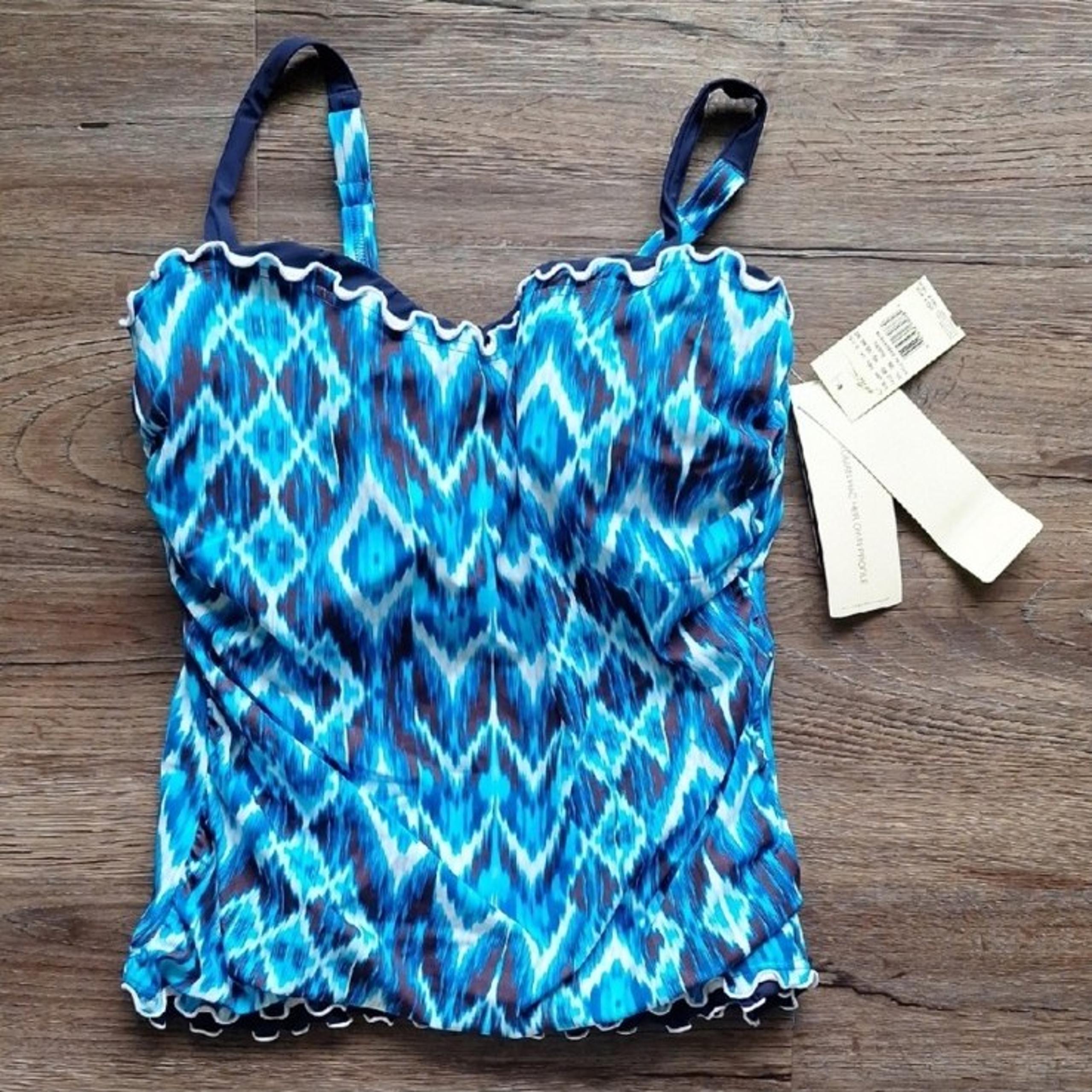 Nwt Profile By Gotex Blue Swim Top Size 40D