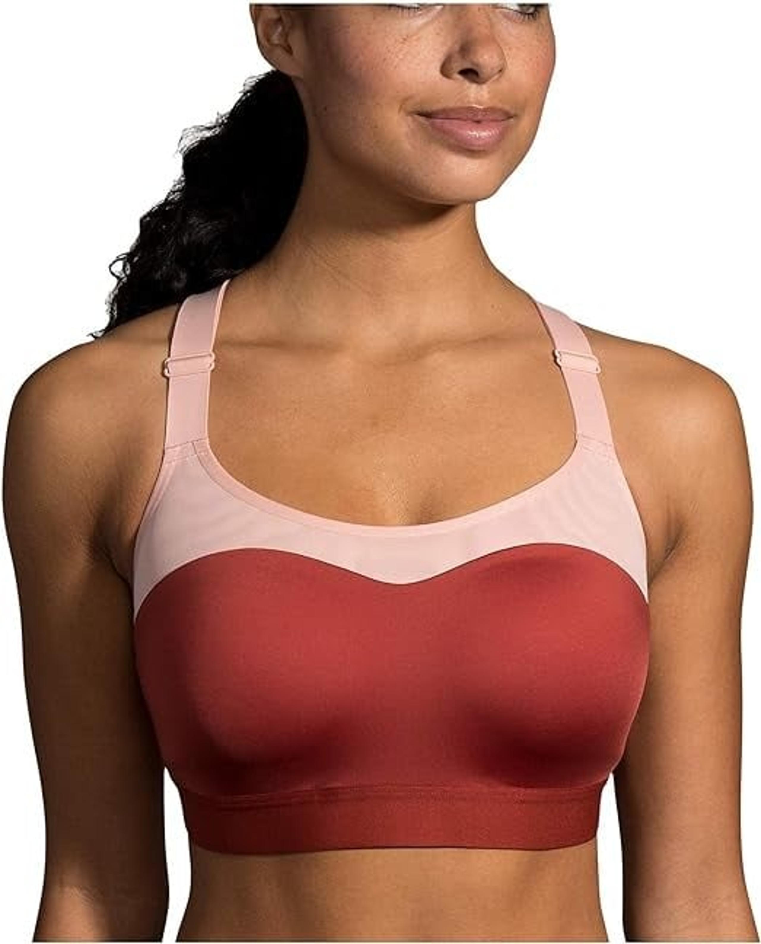 32D BROOKS DARE RACERBACK WOMENS SPORTS BRA FOR IMPACT RUNNING WORKOUTS RED