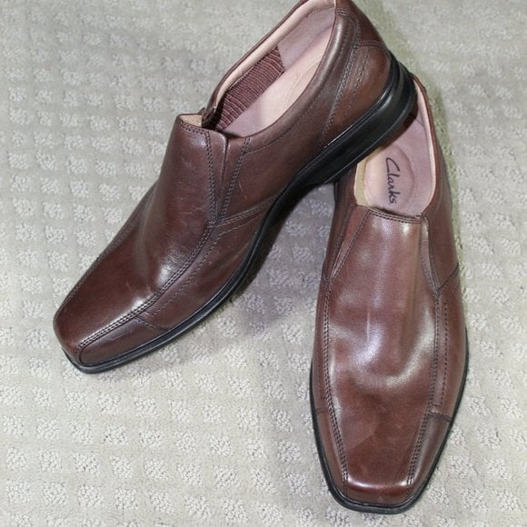 Clarks Cognac Leather Loafers 11M - LIKE NEW