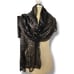 Cejon Vintage Goth Romantic Scarf Black Lace Sequins Mesh Long Shawl Scallop