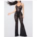 Black Floral Lace Bodysuit Pants Set
