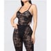 Black Floral Lace Bodysuit Pants Set
