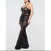 Black Floral Lace Bodysuit Pants Set