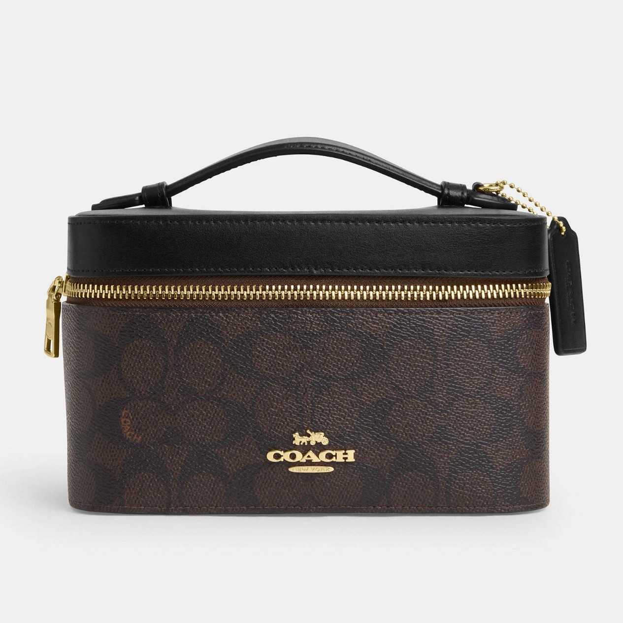 Coach Cosmetic Case In Signature Canvas CW728- Walnut/Black NWT