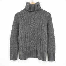 Eddie Bauer Lambs Wool Cable Knit Turtleneck Sweater Gray Women's Petite XS
