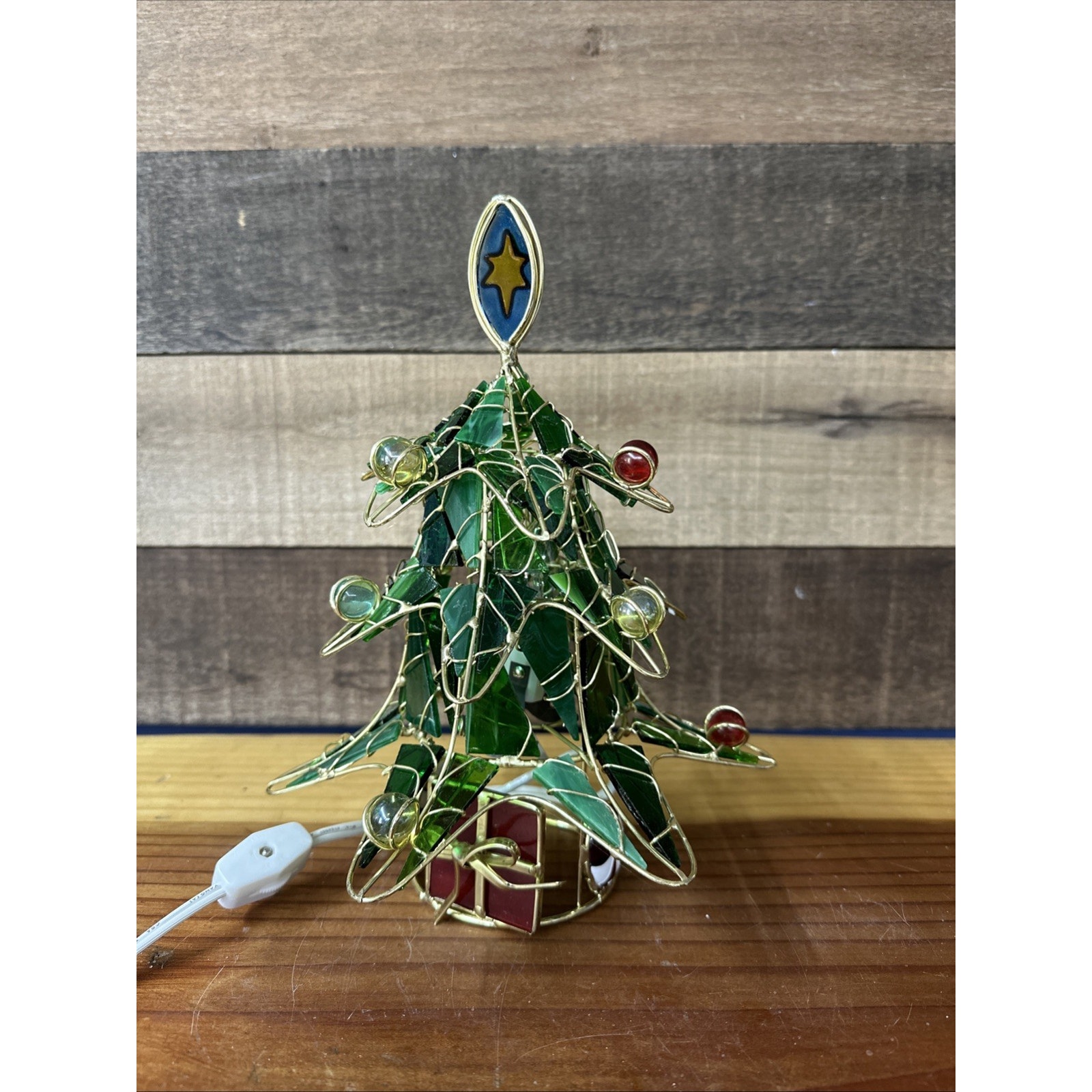 Stained Glass Christmas Tree Lighted 10” Tall