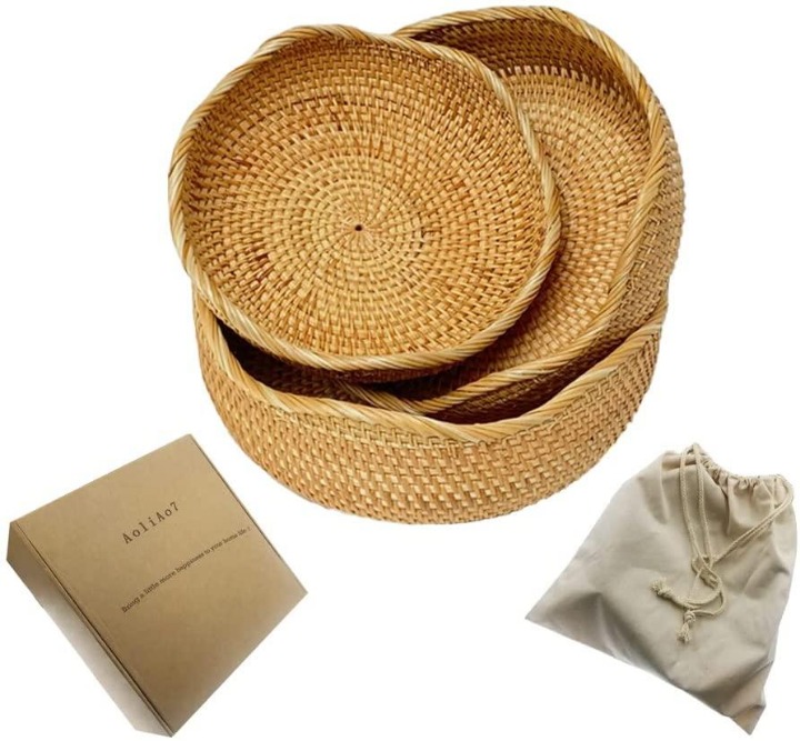 7 Wicker Basket Bowls Handmade Rattan Baskets