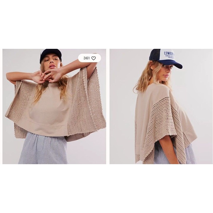 New Free People This Is Me Oversized Knit Poncho - Medium - Sand Khaki