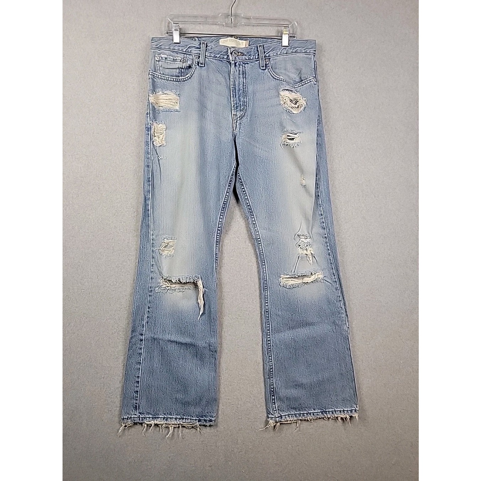 Levi's 527 Low Boot Cut Distressed Blue Jeans Men's 34x30 100% Cotton