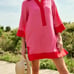 Abbey Glass piper caftan pink and red mini dress, small
