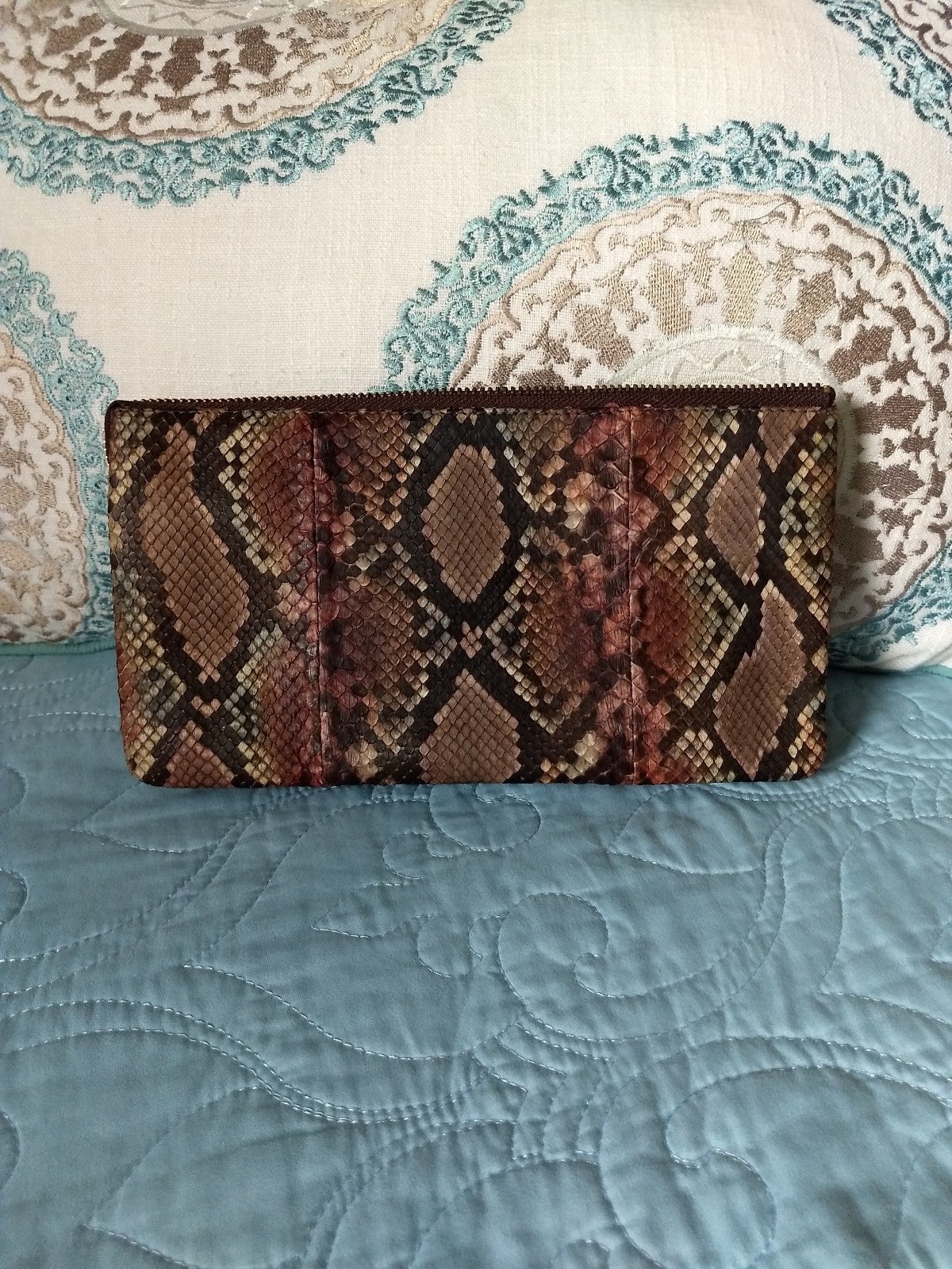 Vintage W. H. Petronela Genuine Python Multi-Color All Leather Luxury Clutch