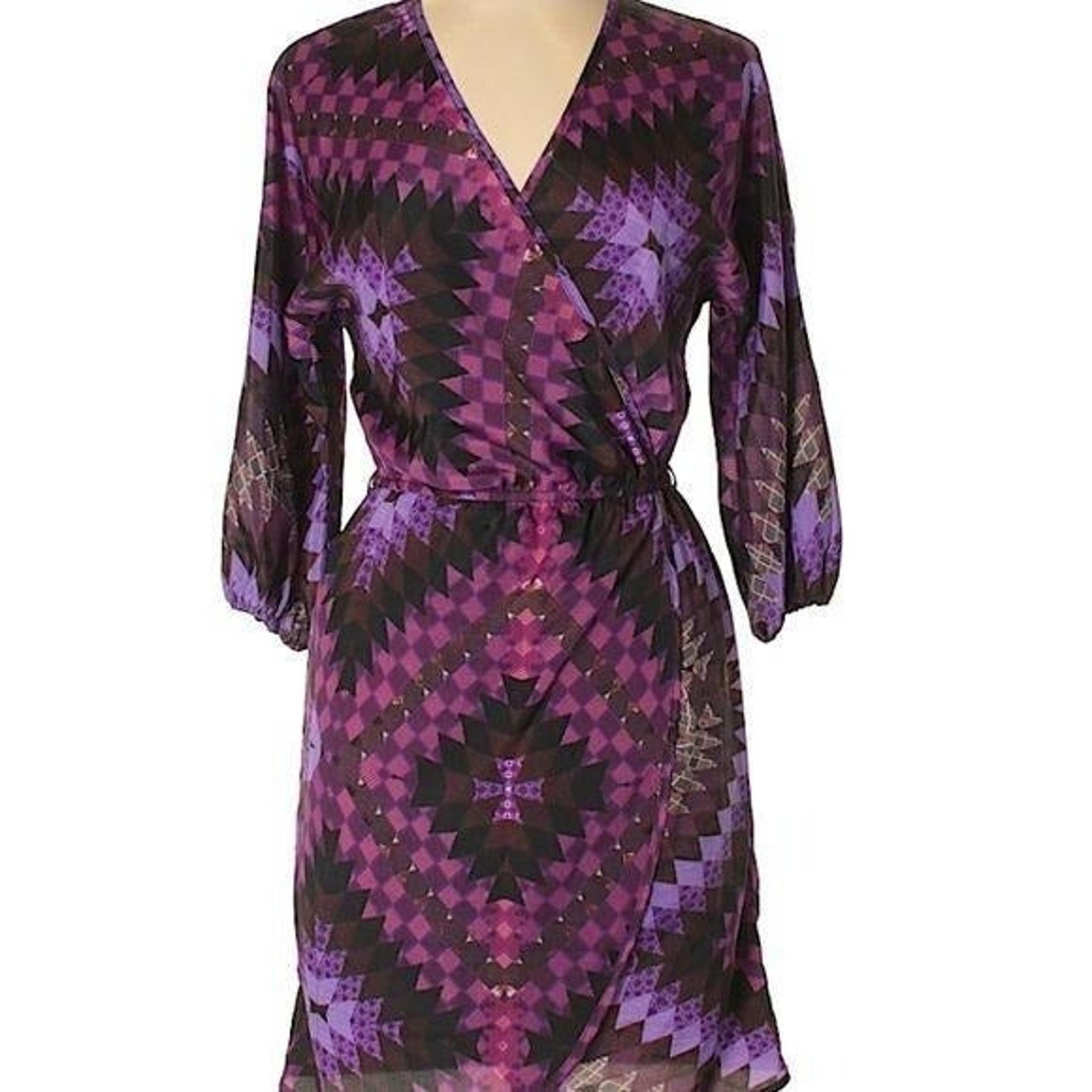 Veronica M Purple V Neck Dress Sz S
