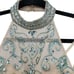 Bee Darlin Top Beaded Formal Belly Dancer Choker Cropped Halter Aqua Blue S