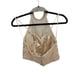 Bee Darlin Top Beaded Formal Belly Dancer Choker Cropped Halter Aqua Blue S