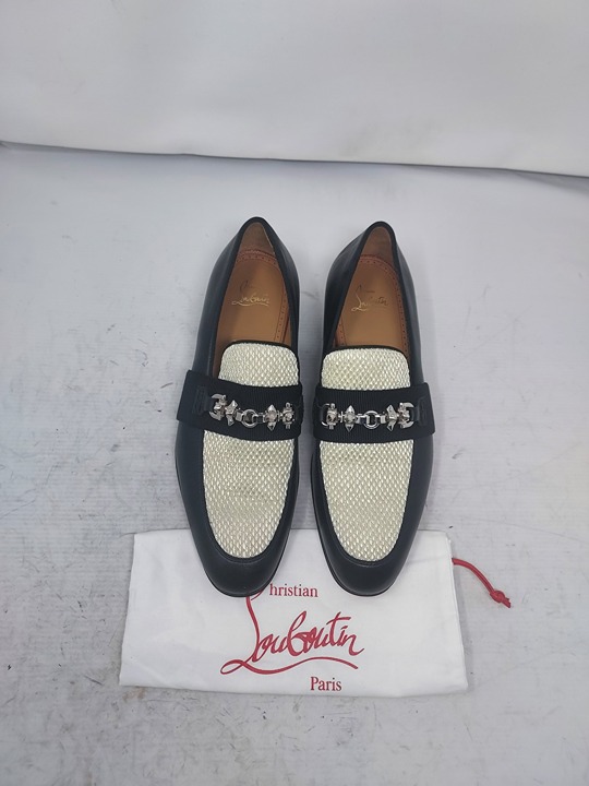 CHRISTIAN LOUBOUTIN Black Panamax Spike Flat Loafer