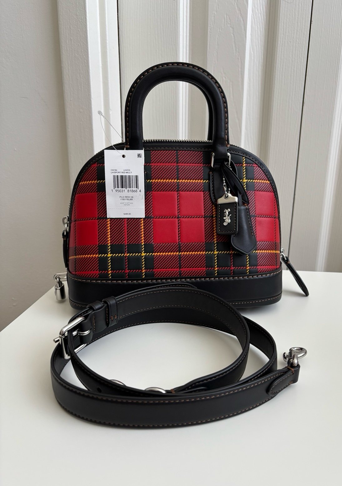 NWT Coach Revel Bag 24 With Plaid Print