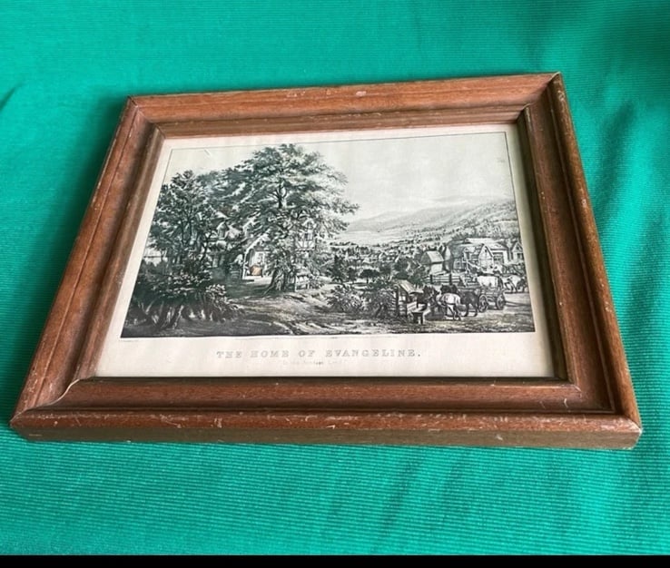 1864 Currier and Ives Lithograph picture “The Home of Evangeline “ F.F. Palmer