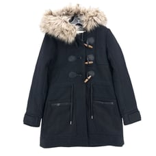 NWT ABERCROMBIE & FITCH Black Wool Blend Toggle Coat Faux Fur Women's SMALL