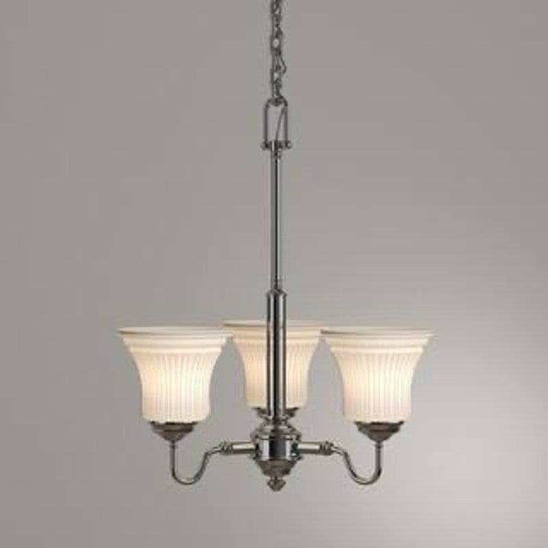 3-Light Brushed Nickel Chandelier with Frosted Glass Shades