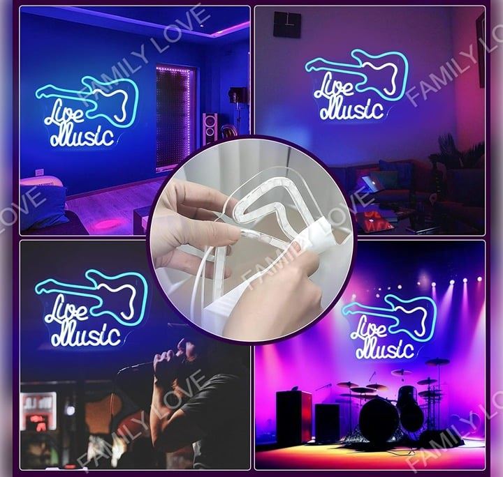 NEW Live Music Guitar LED Light Neon Sign ( Blues Jazz Rock Electric Guitar
