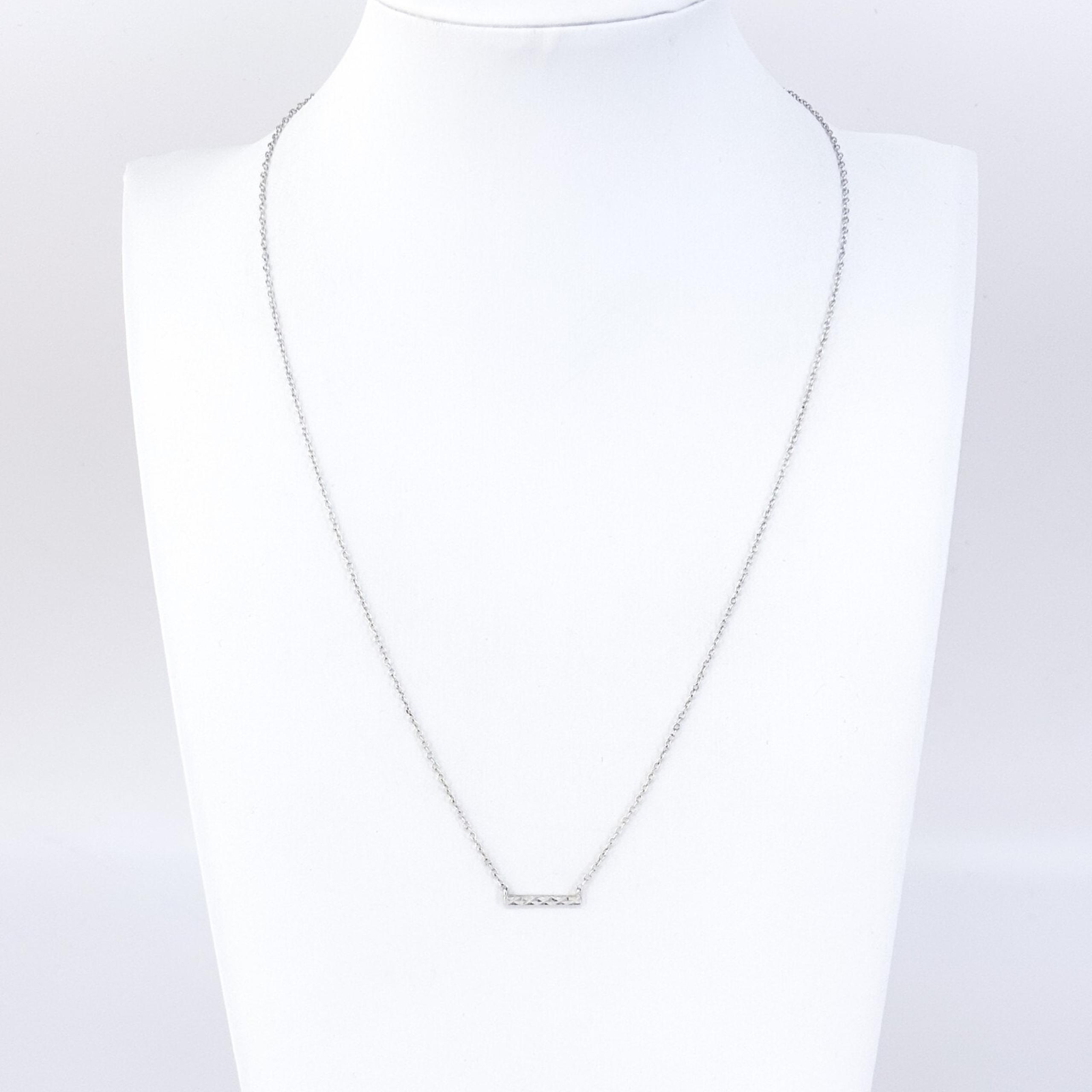 Vintage Sterling Silver 925 0.5mm Bar Pendant Necklace Minimalist 16-18"