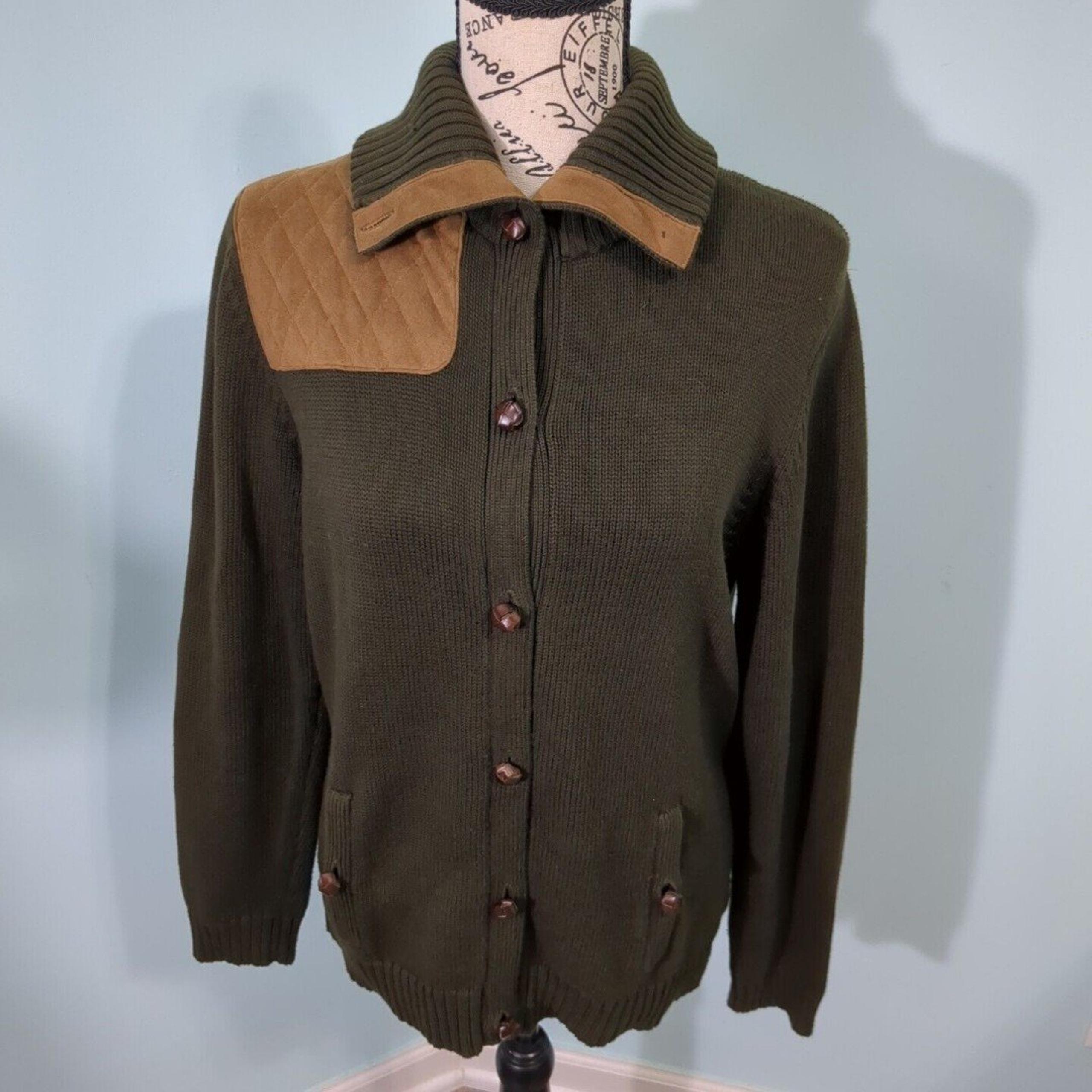 Vintage Lauren Ralph Lauren Elbow Patch Cardigan Sweater Shooting large Hunting