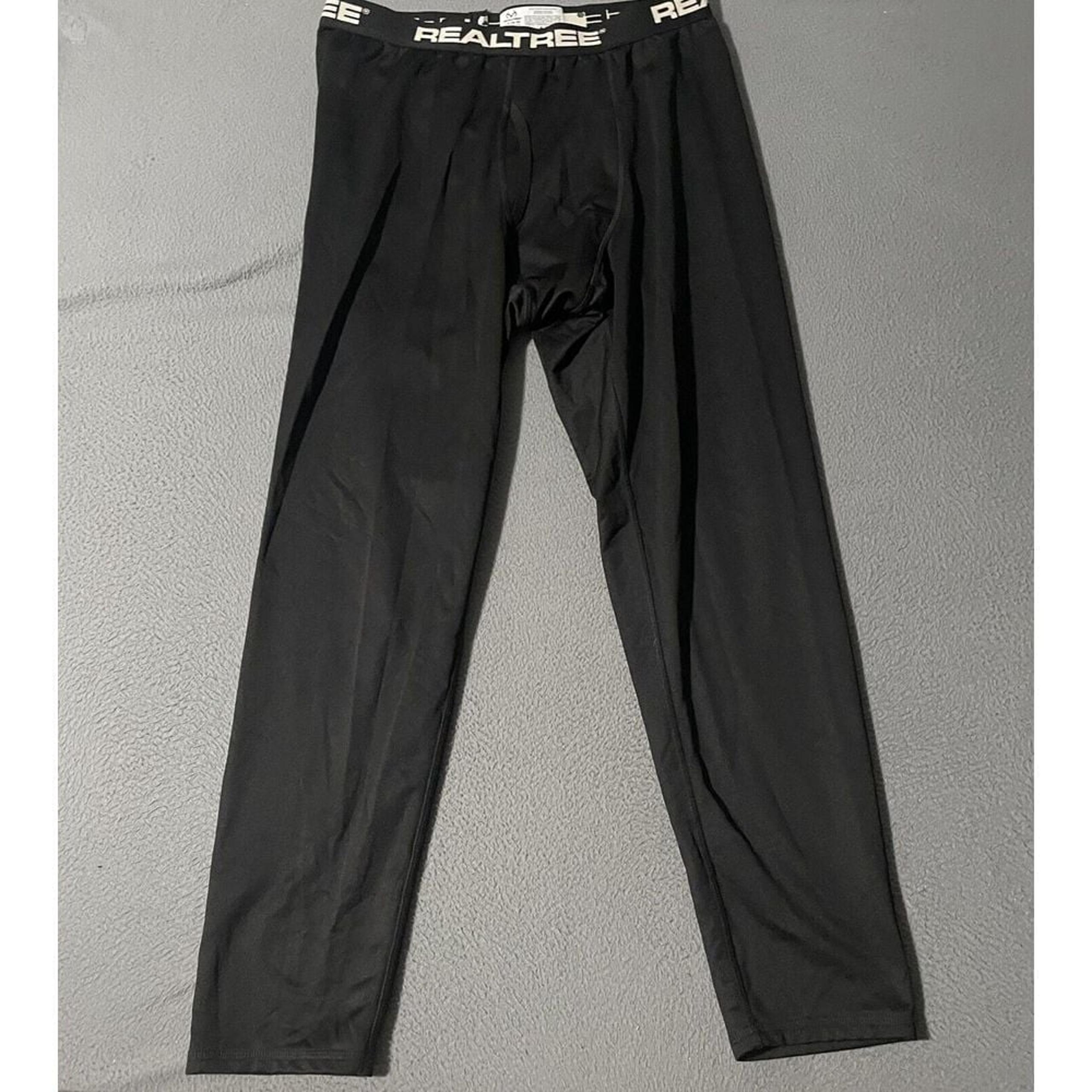 Realtree Mens Size Large Black Performance Base Layer Spandex Pants