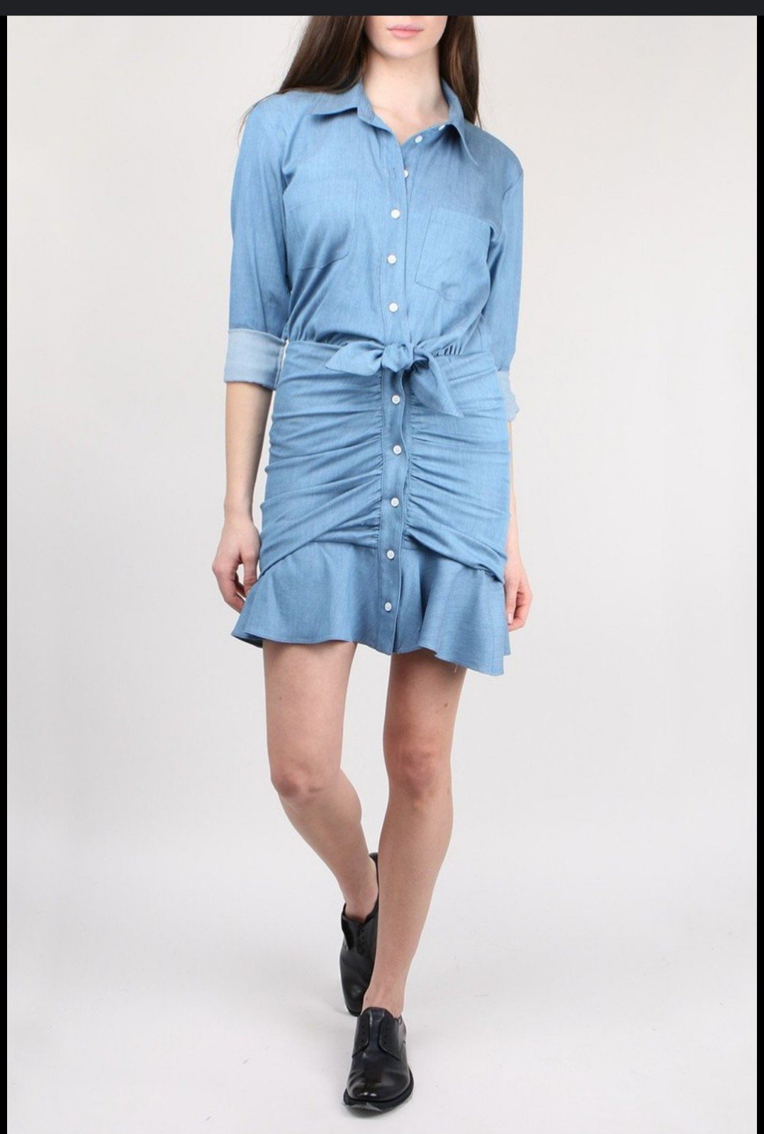 VERONICA BEARD Valle Chambray Ruffled Mini dress Sz 2