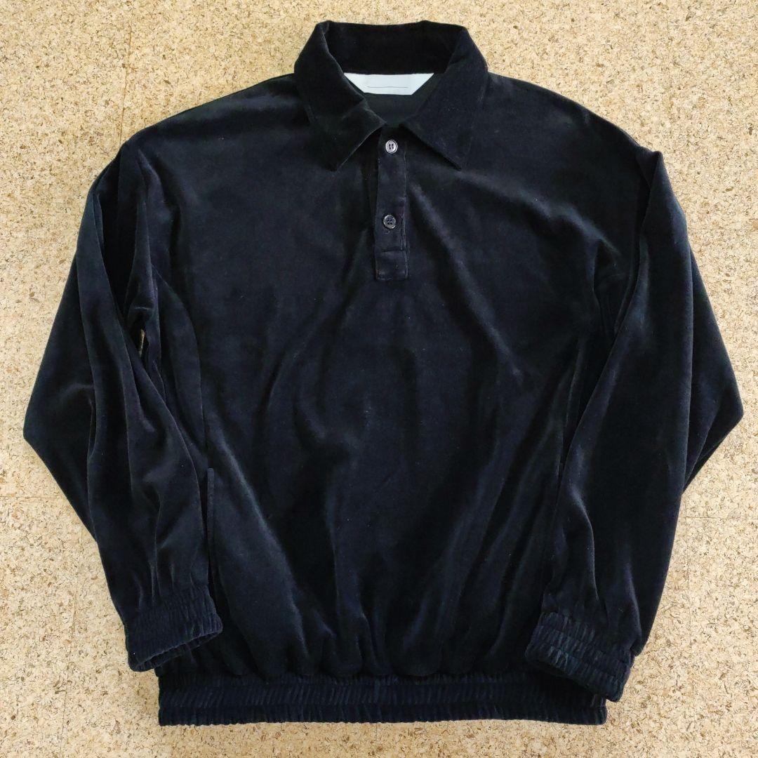 ANDER VELOUR POLO SHIRTS / BLACK